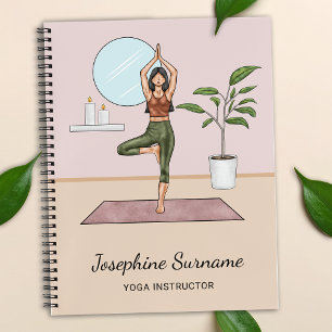 Carnet Yoga Instructor Tree Pose Workout Girl Nom personn