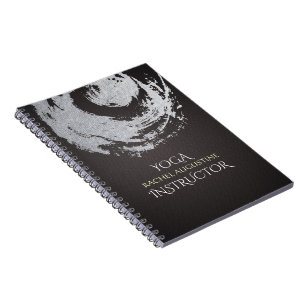 Carnet Yoga Méditation Instructeur Noir Argent Symbole ZE