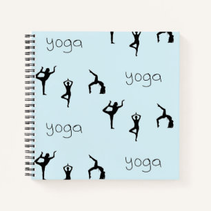 Carnet Yoga pose et texte motif sur bleu