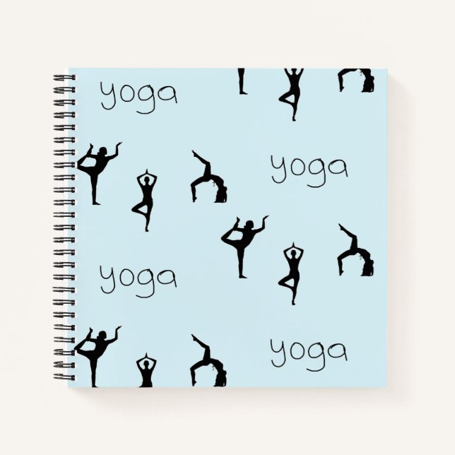 Carnet Yoga pose et texte motif sur bleu (Devant)