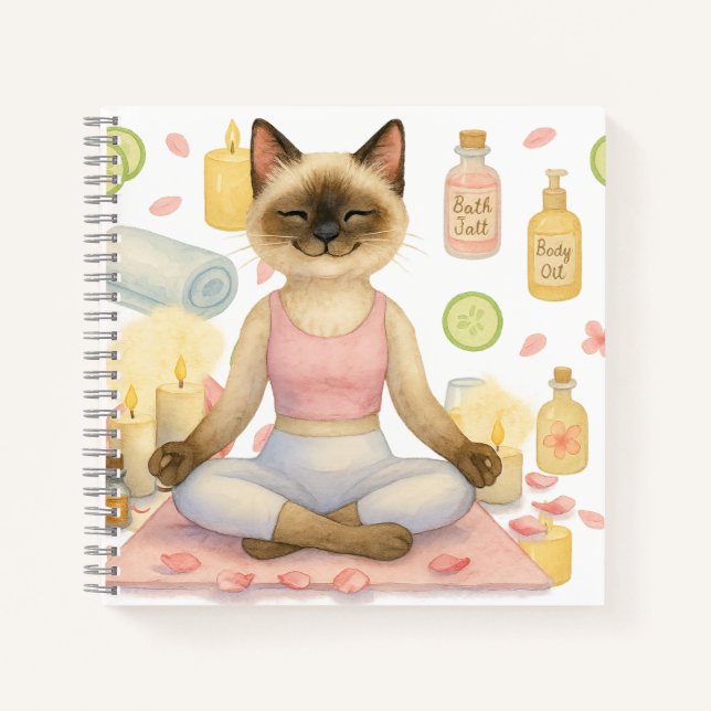 Carnet Yoga Pose Namaste pour Amoureux de les chats siamo (Devant)
