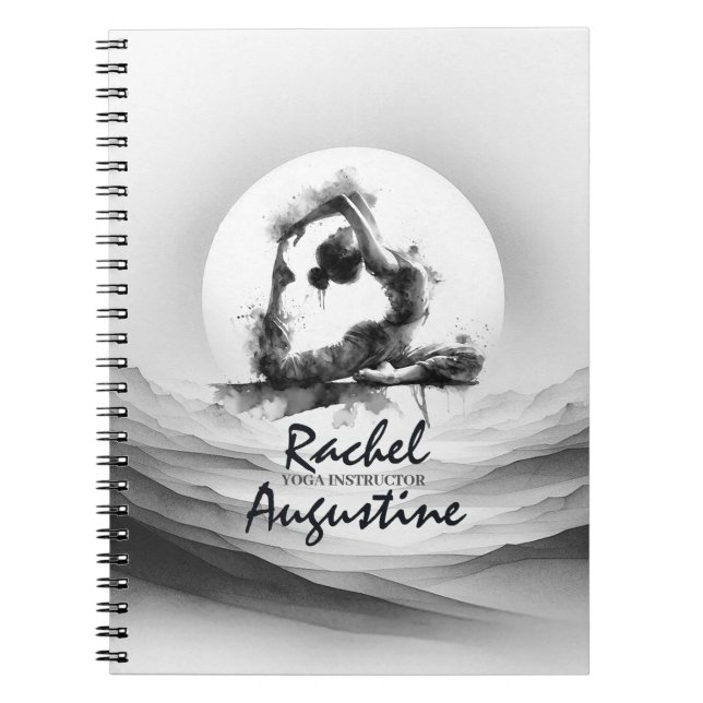 Carnet Yoga Reiki à une jambe King Pigeon Pose Aquarelle (Devant)