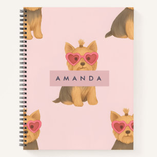 Carnet Yorkie personnalisé avec lunettes de soleil en for