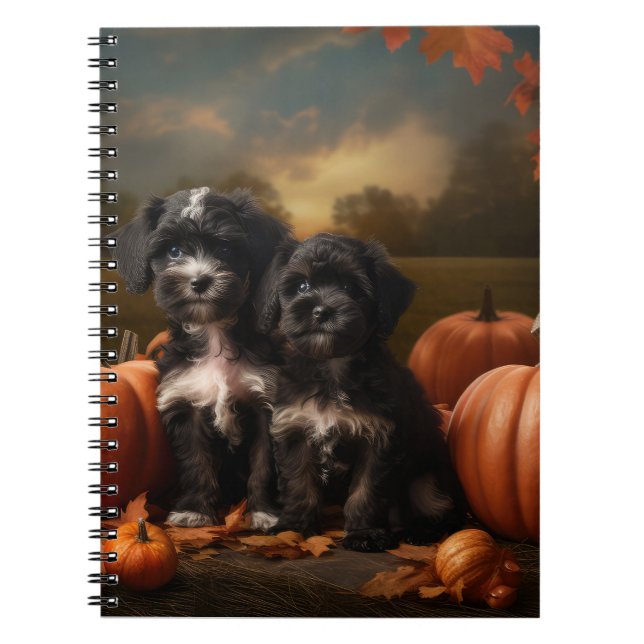 Carnet Yorkipoo Chiot Automne Citrouille délice (Devant)