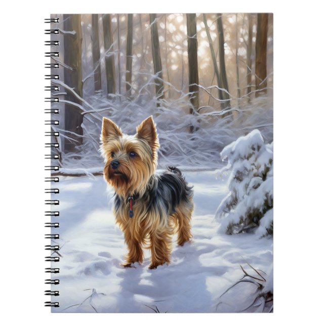 Carnet Yorkshire Terrier Laisser Neige Noël (Devant)