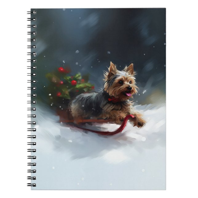 Carnet Yorkshire Terrier Noël neige hiver (Devant)