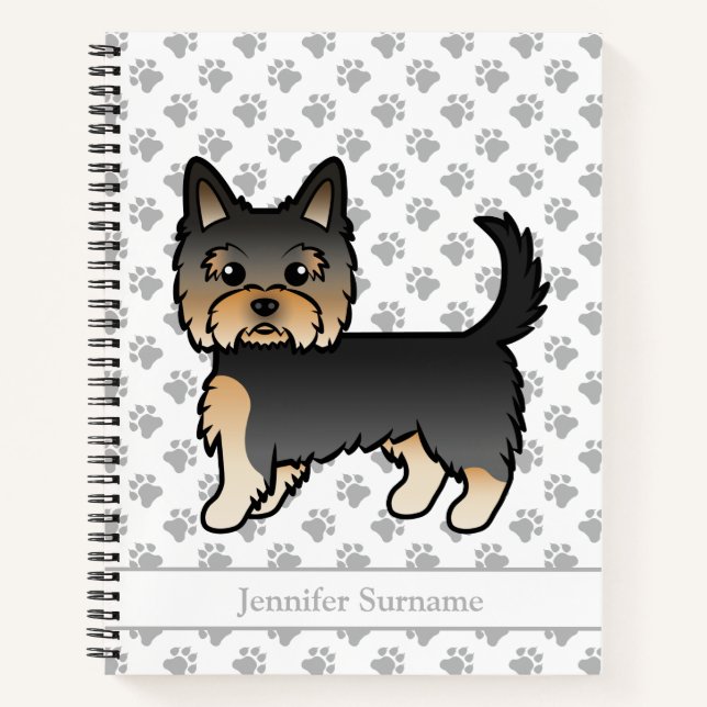 Carnet Yorkshire Terrier noir et feu Dessin animé Chien & (Devant)