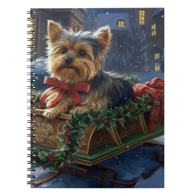 Carnet Yorkshire Terrier Saison de Noël festive (Devant)
