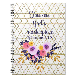Carnet You Are God's Masterpiece Bible Verse Christian