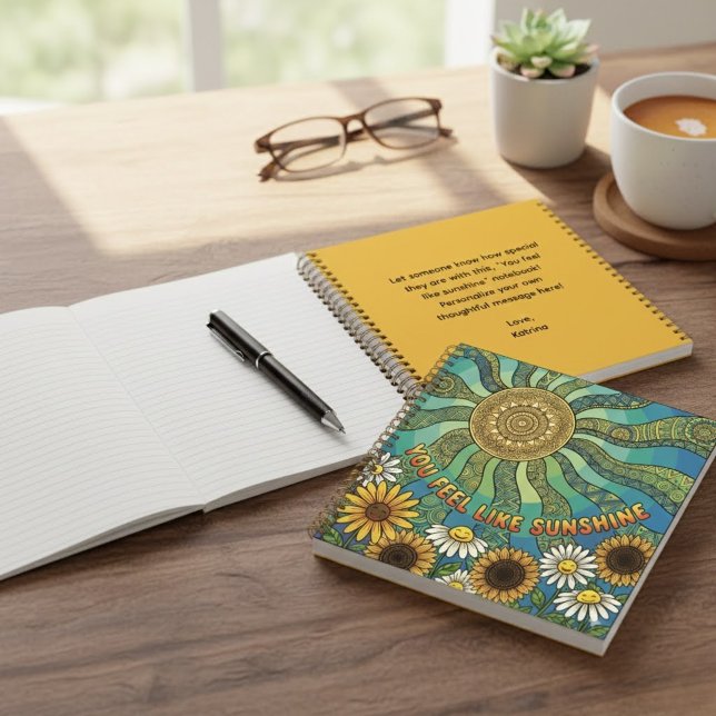 Carnet You Feel Like Sunshine Spiral Notebook (Empower someone special with this, "You feel like sunshine" personalized notebook! )