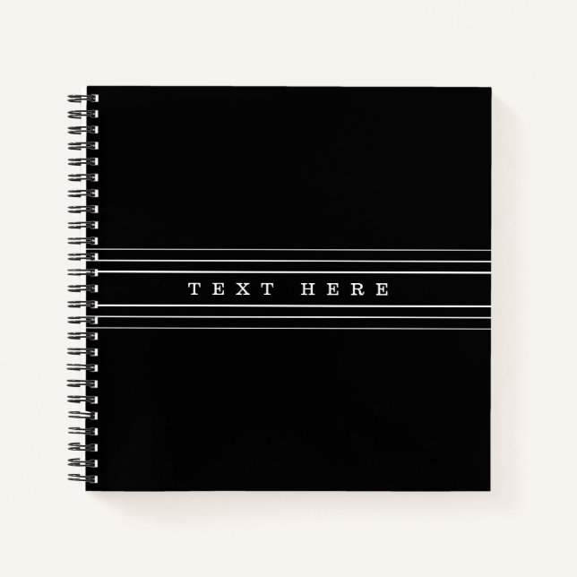 Carnet Your Custom Text & Modern Stripes | Black & White (Devant)