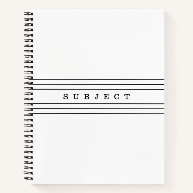 Carnet Your Custom Text & Modern Stripes | Black & White (Devant)