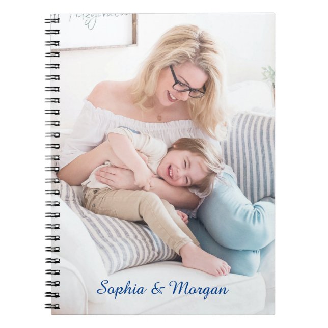 Carnet Your Photo & Name(s) in Blue Script (Devant)