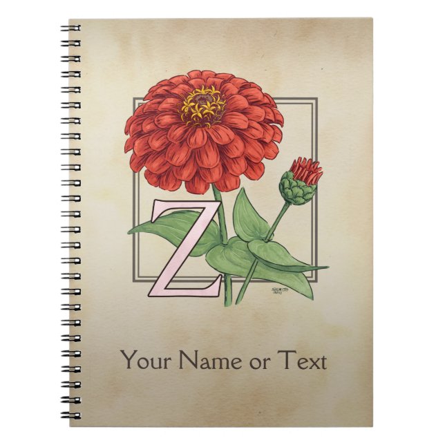 Carnet Z pour le monogramme d'alphabet de fleur de Zinnia (Devant)