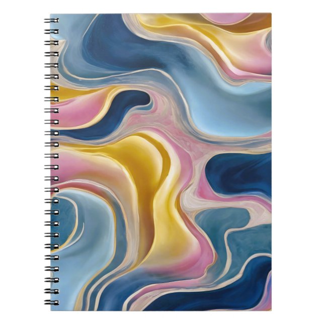Carnet "Zahara" Flux de bleus, roses et sable (Devant)