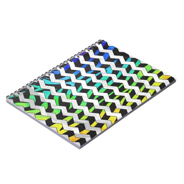 Carnet Zebra Chevron noir et arc-en-ciel (Côté gauche)