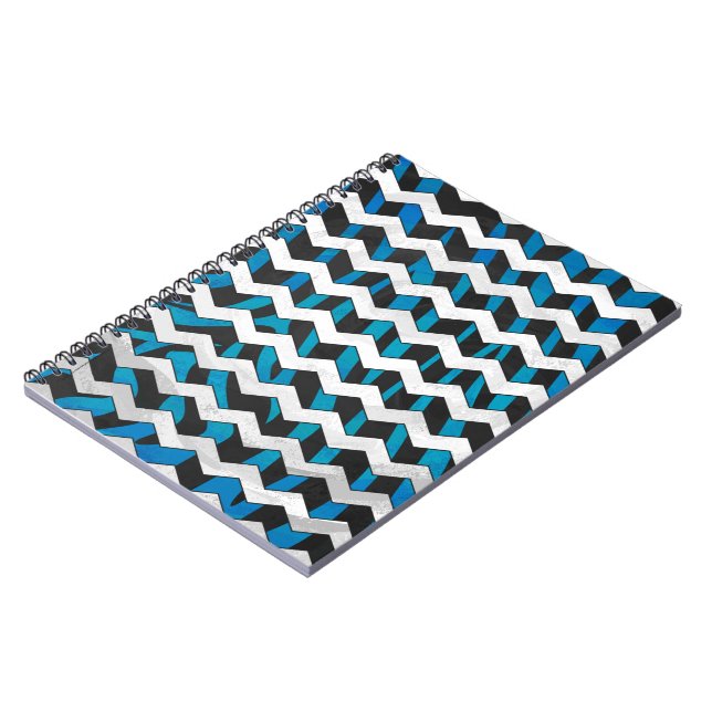 Carnet Zebra Chevron noir et bleu (Côté gauche)