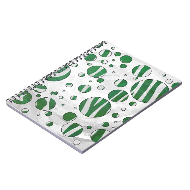 Carnet Zebra Green et White Polka Dot (Côté gauche)
