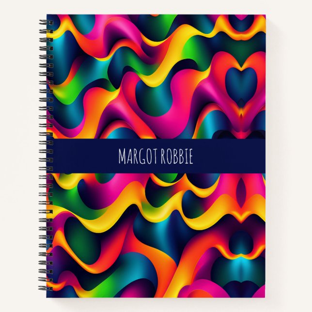 Carnet Zebra Strides Waves Rainbow Isométrique Motif (Devant)