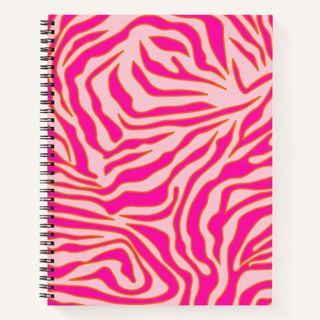 Carnet Zebra Stripes rose Orange Poster de animal sauvage (Devant)