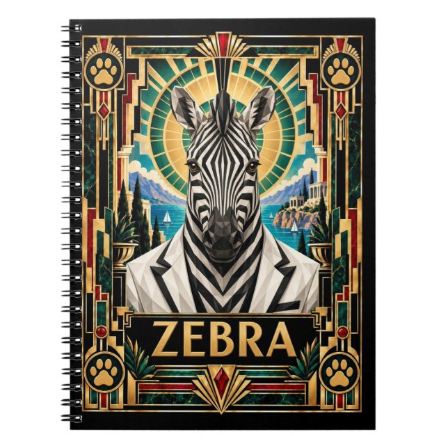 Carnet Zèbre, faune Art déco (Devant)