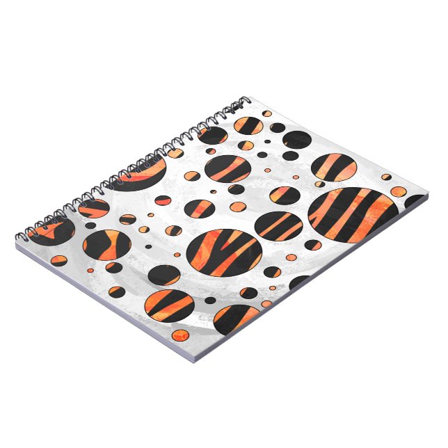 Carnet Zèbre noir et pois orange (Côté gauche)
