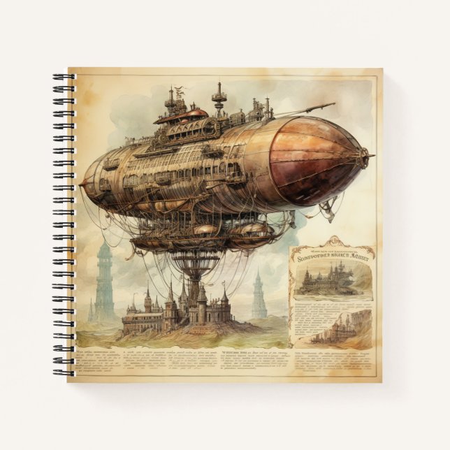 Carnet Zeppelin Steampunk vintage (10) (Devant)