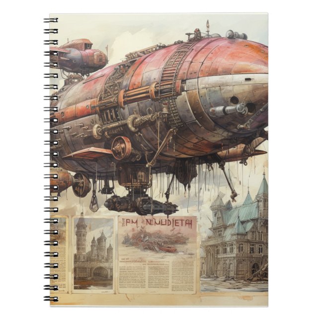 Carnet Zeppelin Steampunk vintage (9) (Devant)