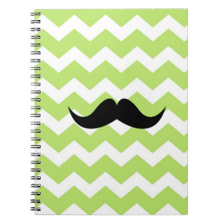Carnet Zigzag de chevron vert motif moustache noire chic