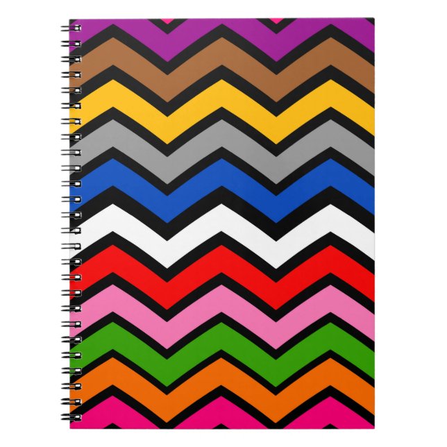 Carnet Zigzag multicolore Chevron Design noir (Devant)