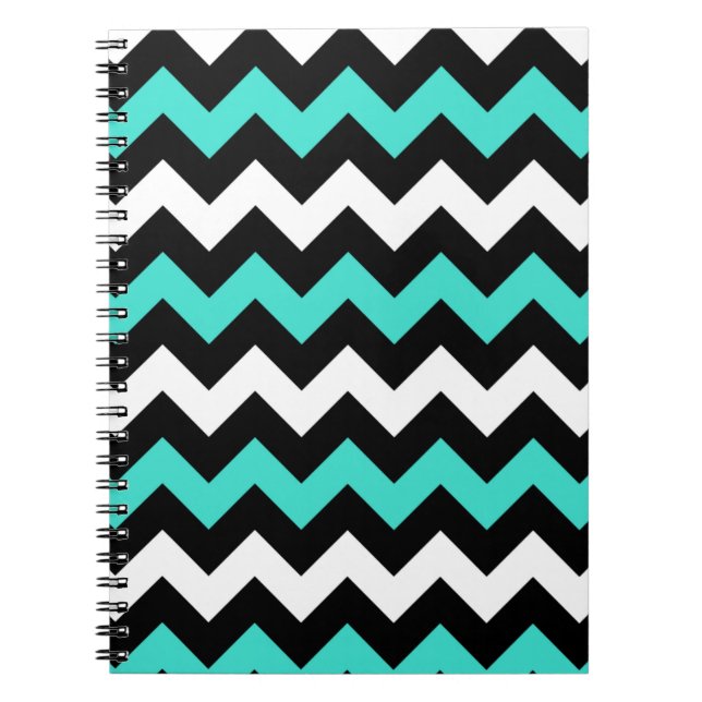 Carnet Zigzag noir blanc turquoise (Devant)