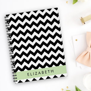 Carnet Zigzag noir et blanc, Motif Chevron, Votre nom