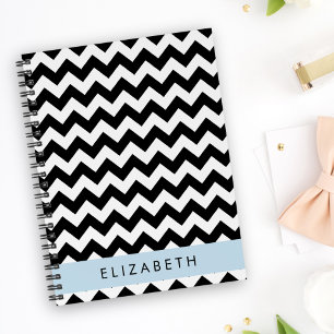 Carnet Zigzag noir et blanc, Motif Chevron, Votre nom