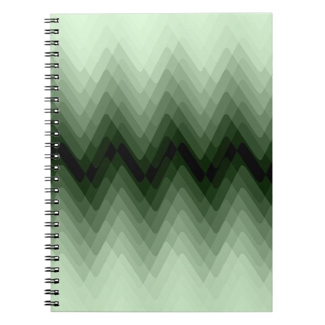 Carnet Zigzag vert foncé et menthe. lancer l'oreiller (Devant)