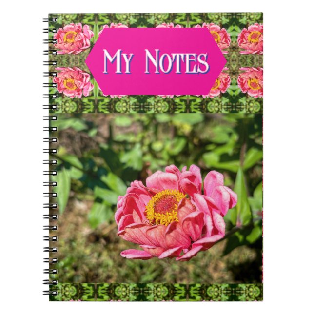 Carnet Zinnia rose avec tapis Centre Jaune (Devant)