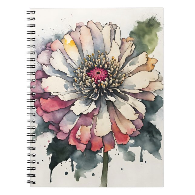 Carnet Zinnia - Watercolor flowers (Devant)