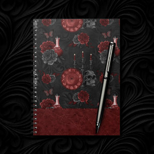 Carnet Zodiac Magic Henna Red Gothic Skull Roses Potion