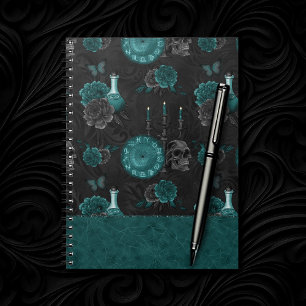 Carnet Zodiac Magie   Turquoise foncé vert crâne gothique