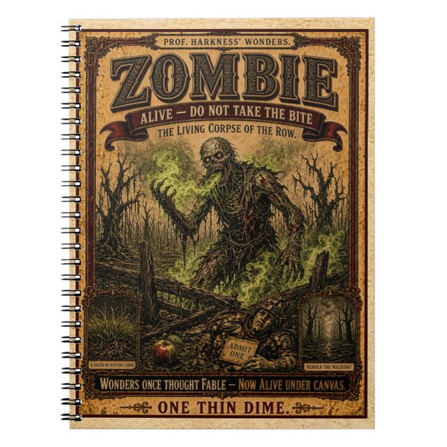 Carnet Zombie, Monstre de Cirque Vintage (Devant)