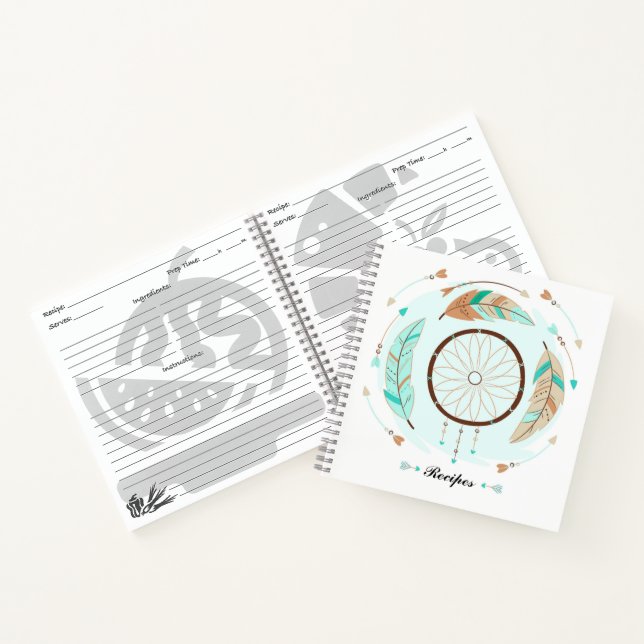 Carnets de recettes bohème personnalisés (Intérieur)