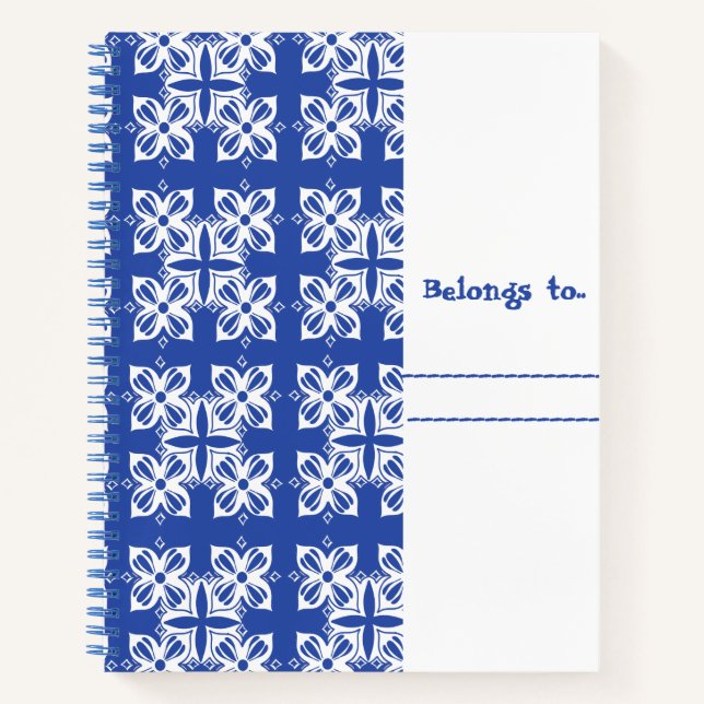 Carnets en spirale à motif bleu (Devant)