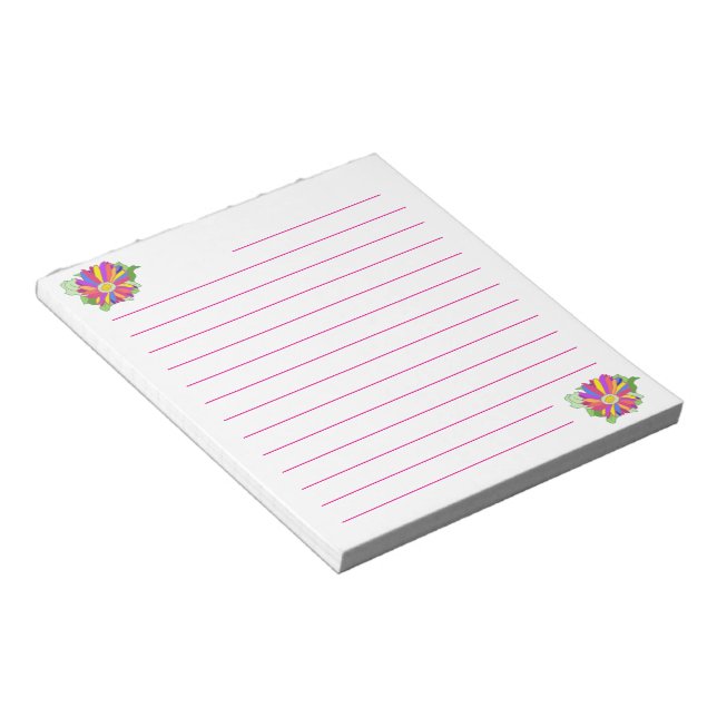 Carnets Lignés Roses Fleurs Colorées (Incliné)