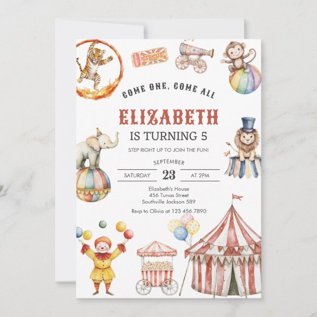 Carnival Circus Birthday Invitation (Devant)