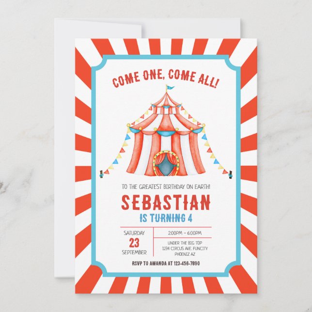 Carnival Circus Birthday Invitation (Devant)