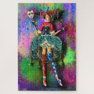 Carnival Fille Clown Joker Jester Puzzle Peinture
