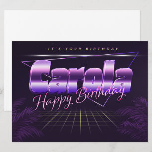 Carola Nom Prénom carte rétro lilas pour anniversa