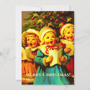 Carolers vintages chantant des Hymnes Noël