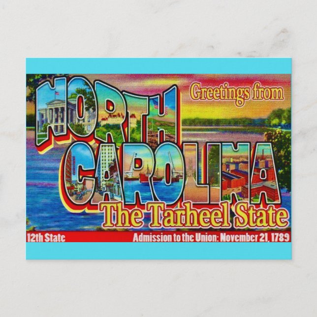 Caroline du Nord - Carte postale Tarheel (Devant)