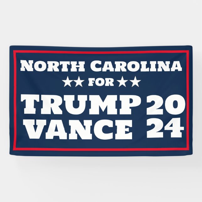 Caroline du Nord pour la bannière Trump Vance 2024 (Horizontal)