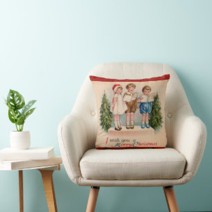 Caroling Kids Joyeux Coussin de Noël